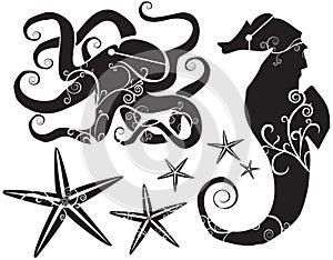 Sea Theme: Seahorse Octopus Starfish