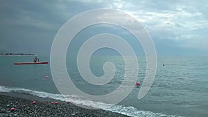 Sea after thunderstorm, Imereti beach. Adler, Sochi, Russia