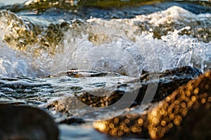 Sea tide , waves hitting rocks