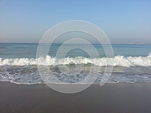Sea tides hitting the beach, sea tides, big sea tides, beach in gujarat, gujarat beach, india beach