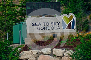 Sea to Sky Gondola sign in Squamish, Canada