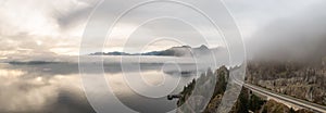 Sea to Sky Highway in Howe Sound on West Coast Pacific Ocean