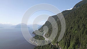 Sea to Sky Highway with Mountain Landscape on Pacific Ocean Coast.