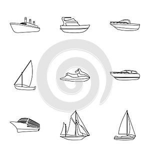 Sea transport, boats, ships. To transport people, thunderstorms. Ship and water transport icon in set collection on