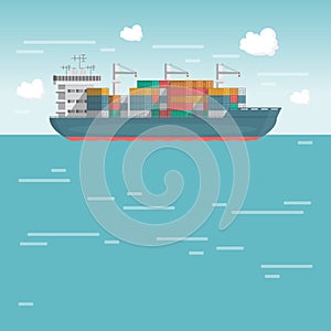 Sea transportation logistic. Sea Freight. Cargo ship, container