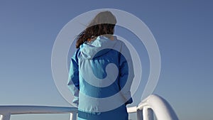 Sea traveler on board of ship