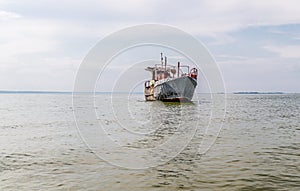 Sea trawler. Early morning fishing