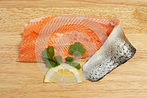 Sea trout on a board