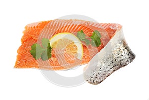 Sea trout fillet with garnish