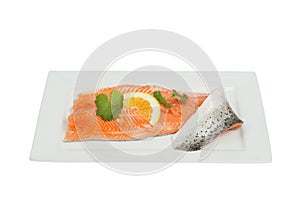 Sea trout on a plate