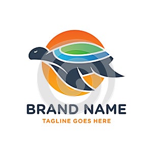 Sea turtle animal logo design