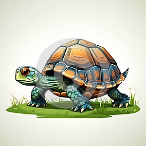 Sea Turtle in cartoon style. Cute Turtle isolated on white background. Watercolor drawing, hand-drawn Turtle in watercolor. For