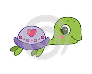 Sea turtle cartoon vector illustration