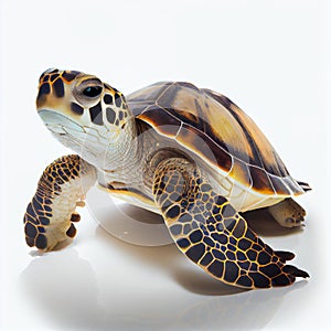 Sea turtle isolated on a white background. close-up of a turtle. Generative AI