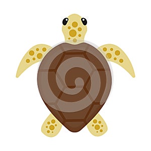 Sea turtle isolated on a white background. Symbol of wild life of endangered animal species. Vector flat cartoon