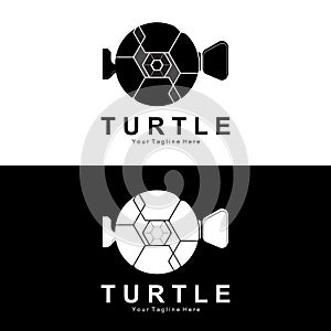 Sea Turtle Logo Design Protected Amphibian Marine Animal Icon Illustration, Vector Brand Corporate Identity