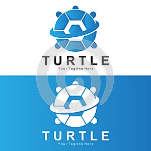 Sea Turtle Logo Design Protected Amphibian Marine Animal Icon Illustration, Vector Brand Corporate Identity