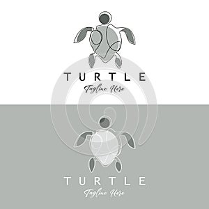 Sea Turtle Logo Design Protected Amphibian Marine Animal Icon Illustration, Vector Brand Corporate Identity