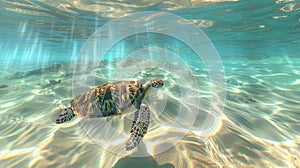 The sea turtle swimming.AI generated image