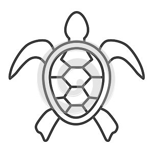 Sea turtle thin line icon, ocean animals concept, tortoise sign on white background, Turtle silhouette icon in outline