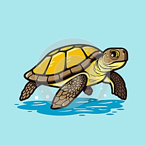 Sea Turtle Turquoise Oceanlife Cartoon Vector Art