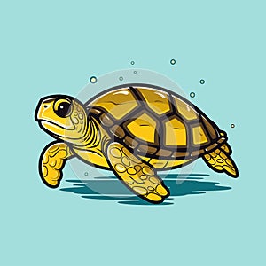 Sea Turtle Turquoise Oceanlife Cartoon Vector Art