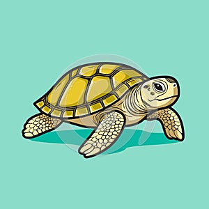 Sea Turtle Turquoise Oceanlife Cartoon Vector Art