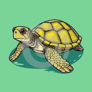 Sea Turtle Turquoise Oceanlife Cartoon Vector Art