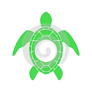 Sea turtle. Turtle silhouette - circle monogram. Vector icon isolated on white