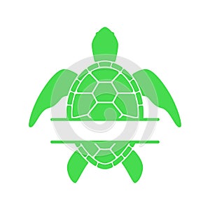 Sea turtle. Turtle silhouette - split monogram. Vector icon isolated on white