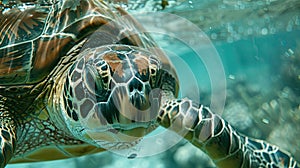 sea turtle under water. Selective focus