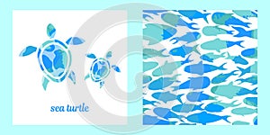 Sea turtles and fishes