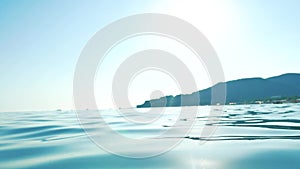 Sea vacation water summer concept. Calm Ocean And Blue Clear Sky Seascape. sky and sea, sea lifestyle is very calm with