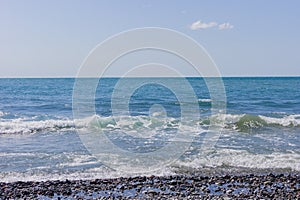 Sea vawy horison, beautiful seascape in a  sunny day