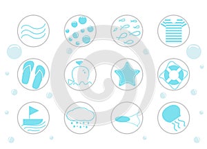 Sea vector icon set