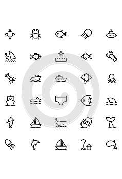 Sea Vector Line Icons 3