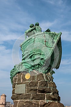 Sea victim`s monument at Vieux Port, Marseille