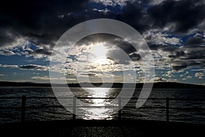 Sea View from Ayr Harbour Light Jetty in South West Scotland at Dusk