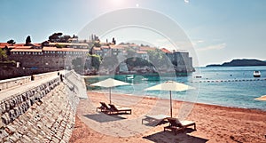 Sea view beach hotel luxury resort Sveti Stefan Milocer beach Montenegro