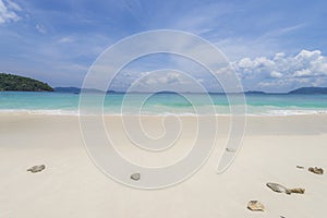 Sea view beautiful tropical beach background with horizon blue s