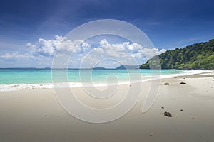 Sea view beautiful tropical beach background with horizon blue s