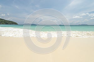 Sea view beautiful tropical beach background with horizon blue s