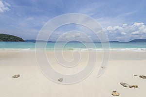 Sea view beautiful tropical beach background with horizon blue s