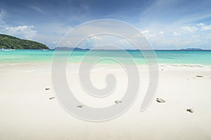 Sea view beautiful tropical beach background with horizon blue s