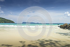 Sea view beautiful tropical beach background with horizon blue s