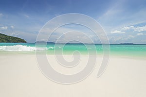 Sea view beautiful tropical beach background with horizon blue s