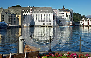 Sea view on the center of Norwegian town Alesund