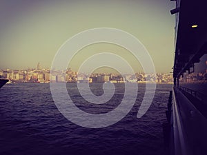 Sea View from a ferry to Galata tower  Istanbul  Turkey  historical centre of the city