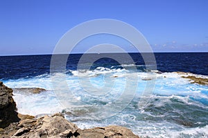 Sea view of the frothy water