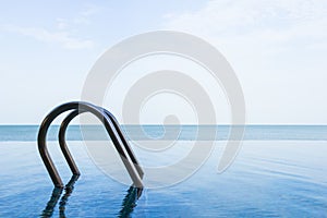 Sea view of infinity swimming pool with sky